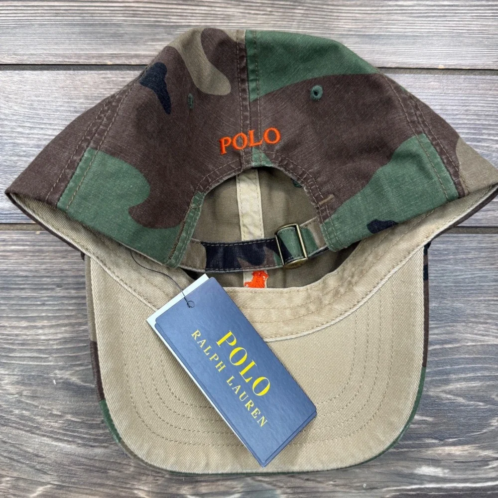 Polo Ralph Lauren Mens OS Baseball Cap Camo Orange Pony NWT